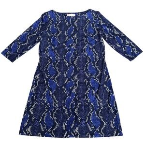 Jude‎ Connally Marlowe Blue Snake Print 3/4 Sleeve Stretch Knit Dress Size XL